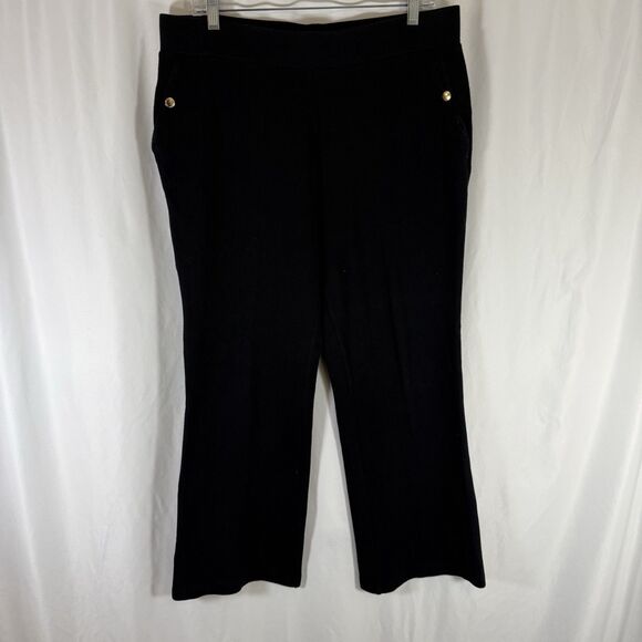 Lauren Ralph Lauren Sweatpants Women's Large Petite Black Pull On Snap Pockets - Picture 1 of 9